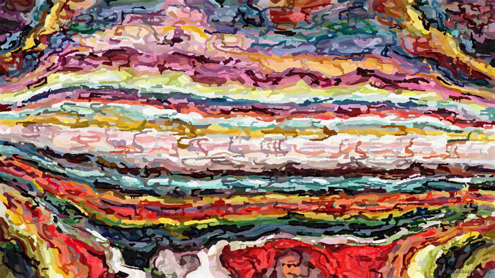 Image 'reflets &mdash; paint action sequence &mdash; abstract representation 1 8'.