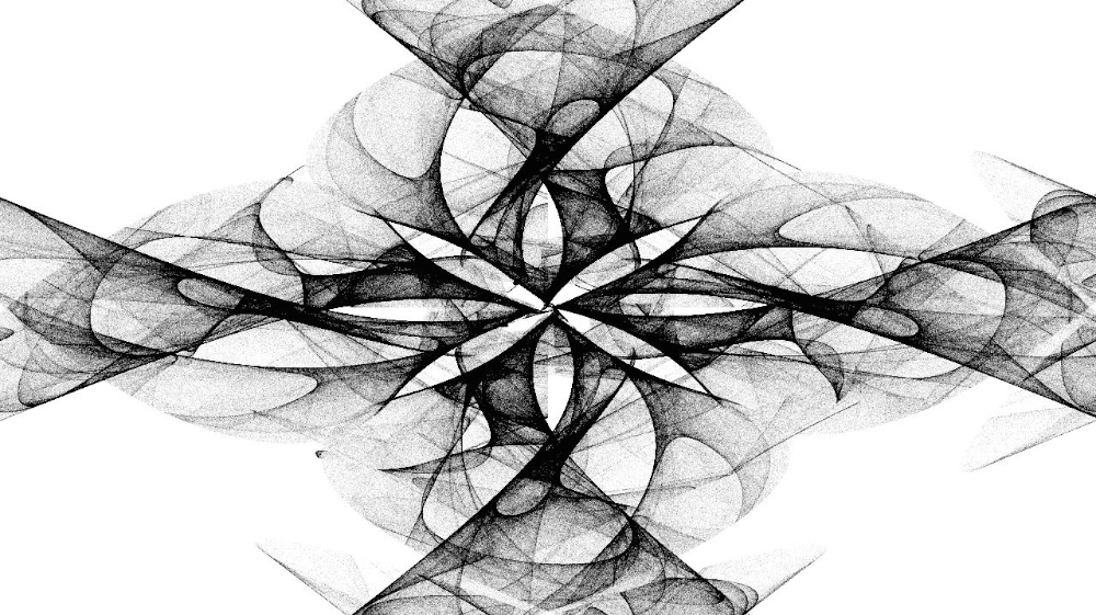 Image 'reflets &mdash; msg &mdash; abstract attractors black & white 1 5'.