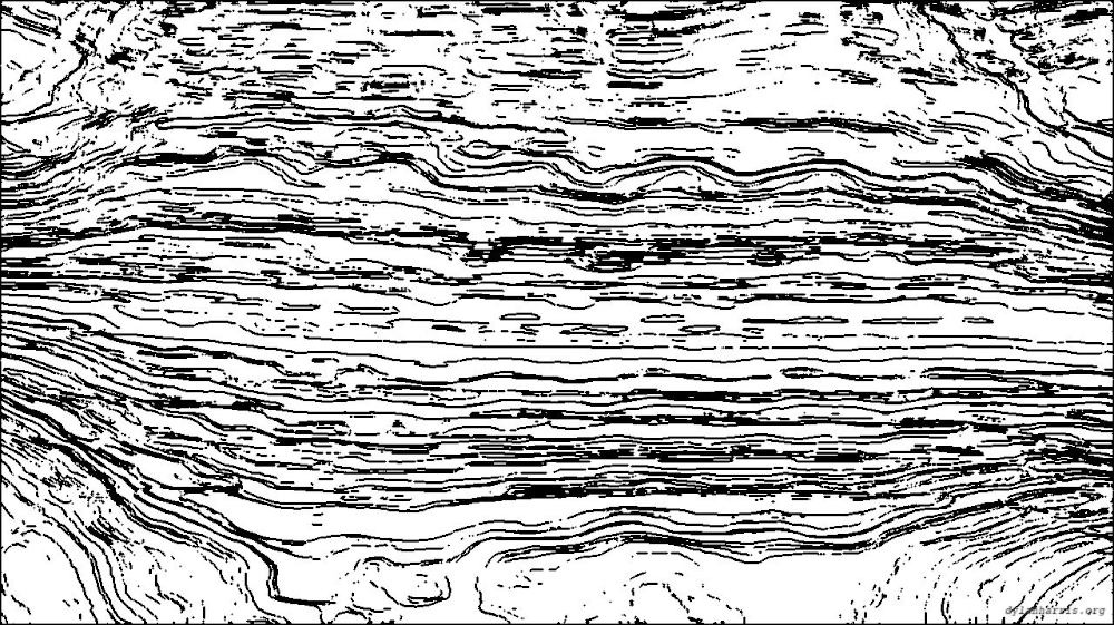 Image 'reflets &mdash; paint action sequence &mdash; bw outline 2'.