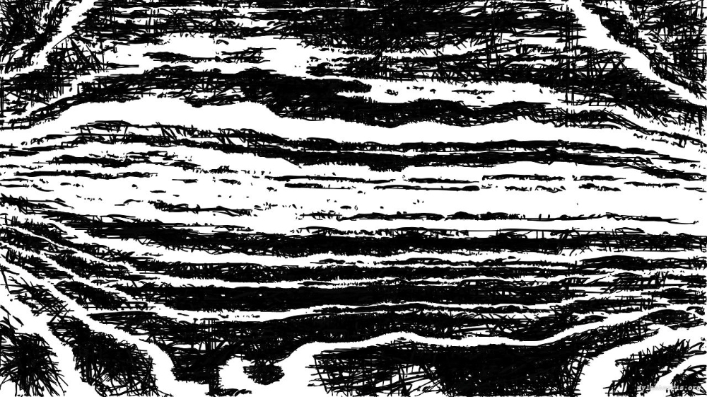 Image 'reflets &mdash; paint action sequence &mdash; BW sketch ideas 1 2 1'.