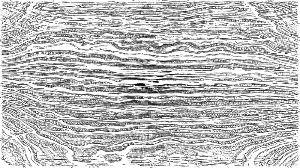Image 'reflets &mdash; paint action sequence &mdash; BW sketch ideas 2 6'.