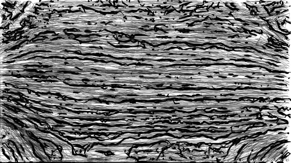 Image 'reflets &mdash; paint action sequence &mdash; BW sketch ideas 2 3'.