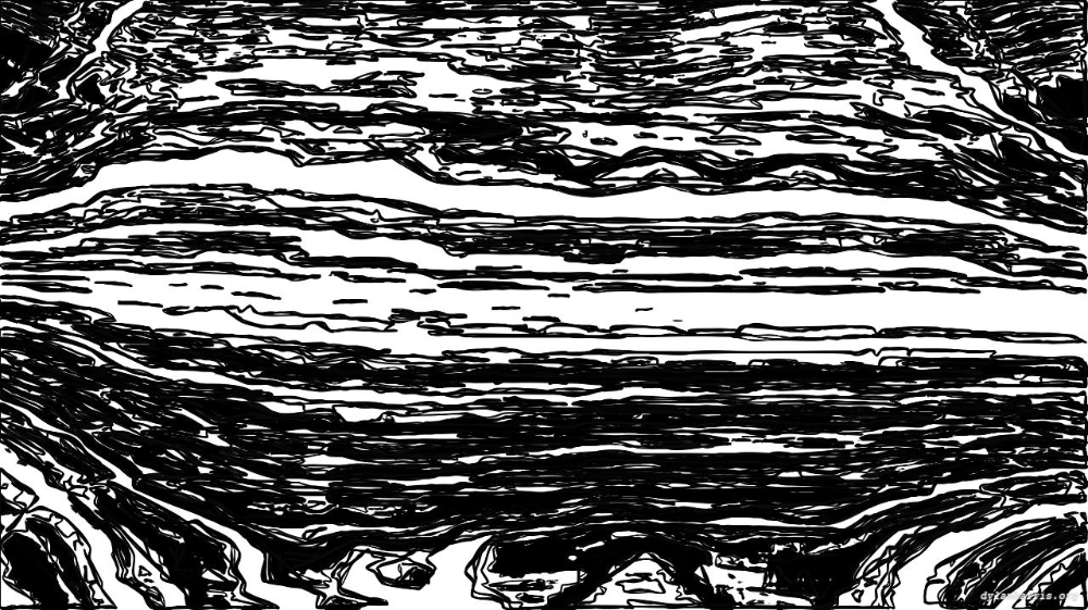 Image 'reflets &mdash; paint action sequence &mdash; BW sketch ideas 1 3 2'.