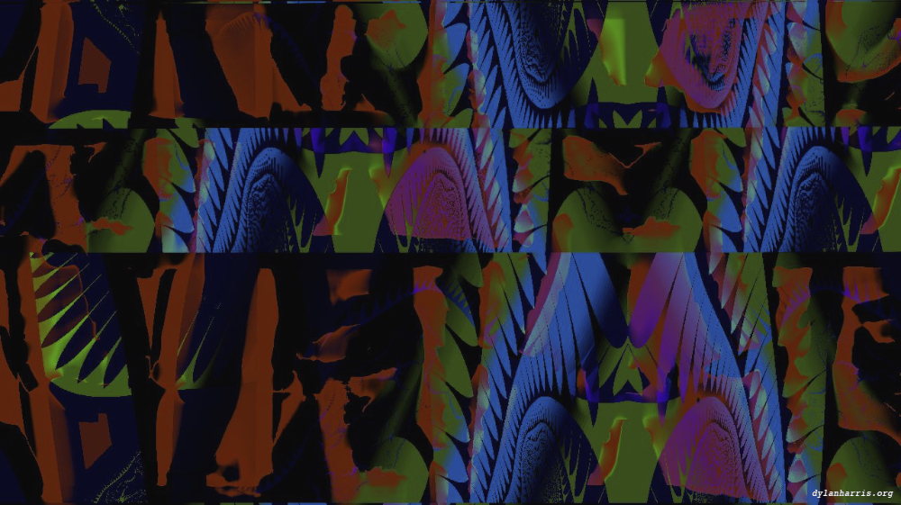 Image 'reflets &mdash; msg &mdash; variations 0 complex attractors 1 3'.