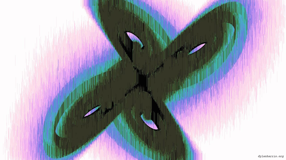 Image 'reflets &mdash; msg &mdash; variations 0 complex attractors 2 6'.