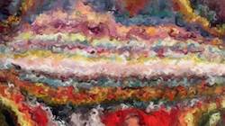 Sixth of 'reflets &mdash; paint synthesiser classic &mdash; cd hand drawn media wet media acrylic 1'.