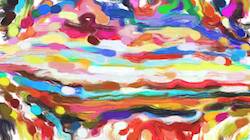 Second of 'reflets &mdash; paint synthesiser classic &mdash; cd hand drawn media wet media oil 1'.