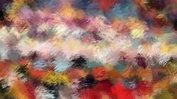 Second of 'reflets &mdash; paint synthesiser classic &mdash; cd hand drawn media wet media oil 2'.