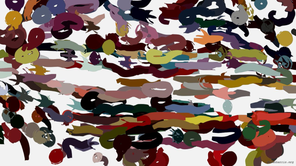Image 'reflets &mdash; paint action sequence &mdash; iterative processes 1 2'.