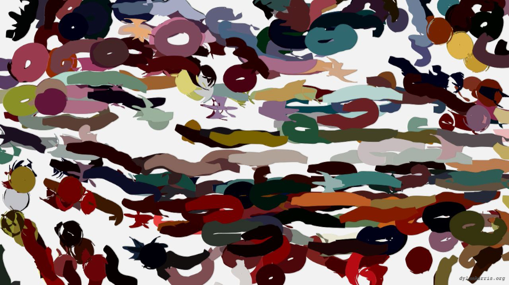 Image 'reflets &mdash; paint action sequence &mdash; iterative processes 1 3'.