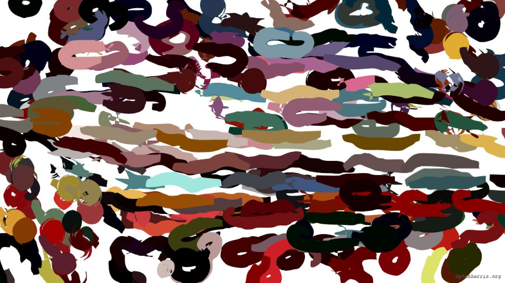Image 'reflets &mdash; paint action sequence &mdash; iterative processes 1 4'.