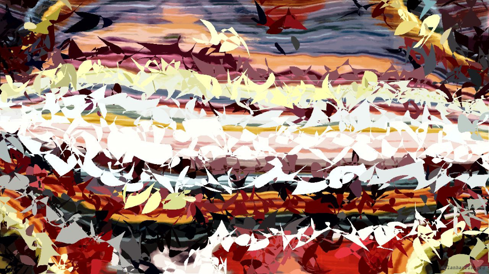 Image 'reflets &mdash; paint action sequence &mdash; iterative processes 5 6'.