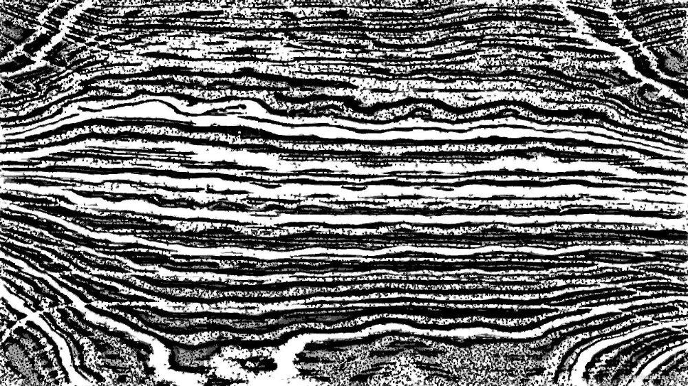 Image 'reflets &mdash; paint action sequence &mdash; mezzotint experiments 1 3'.