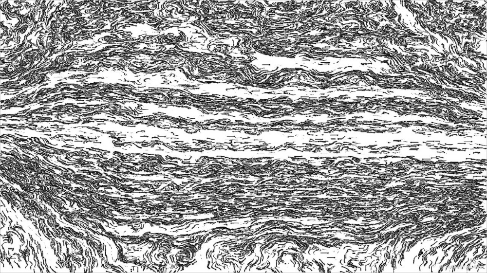 Image 'reflets &mdash; paint action sequence &mdash; mezzotint experiments 1 4'.