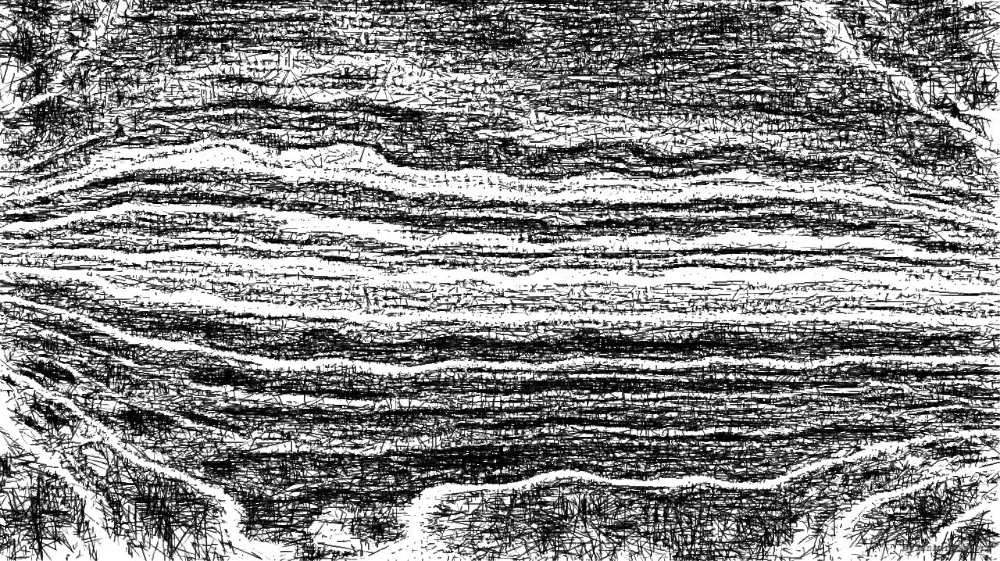 Image 'reflets &mdash; paint action sequence &mdash; sketch renditions 1 4'.