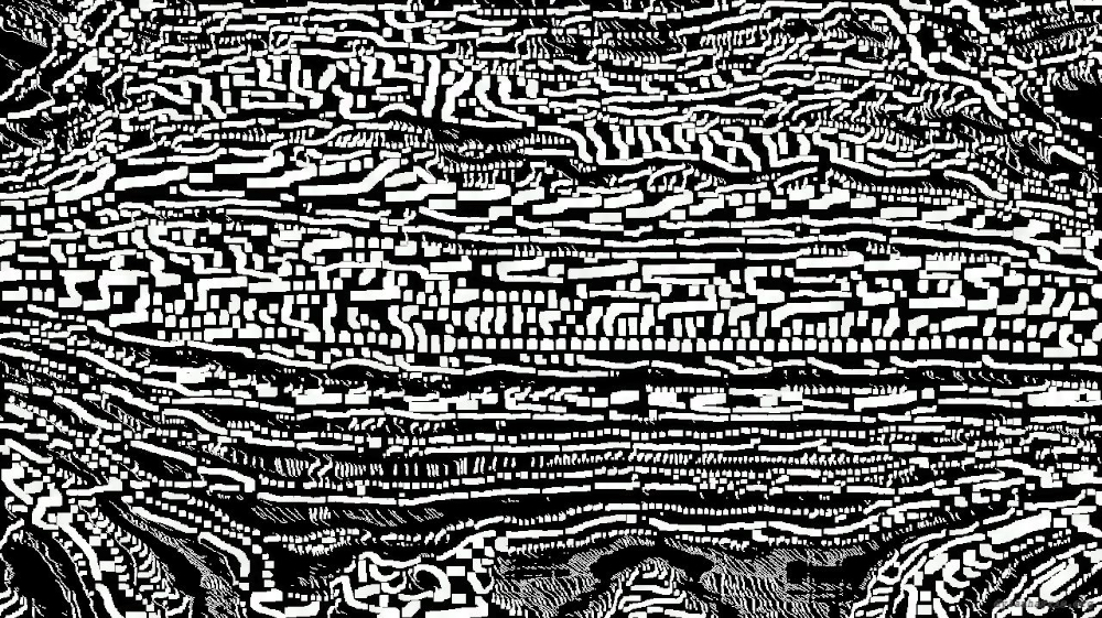 Image 'reflets &mdash; paint action sequence &mdash; woodblock 2'.