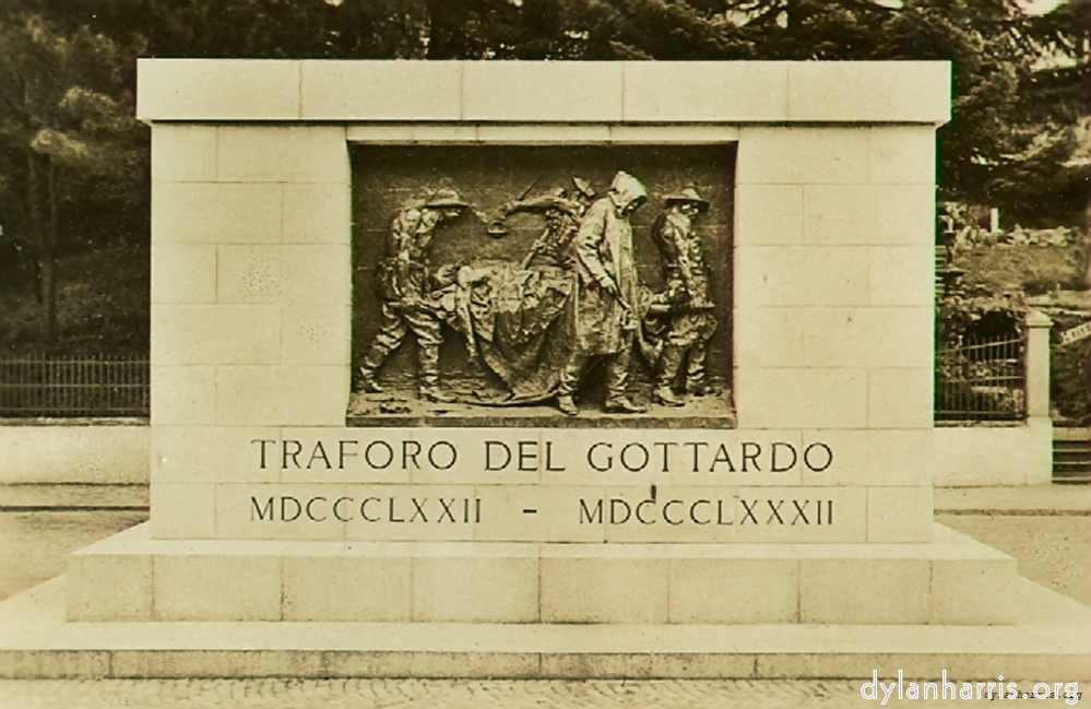 image: Postcard: Monument to the men who built the Gotthard Tunnel. 1872-1882.