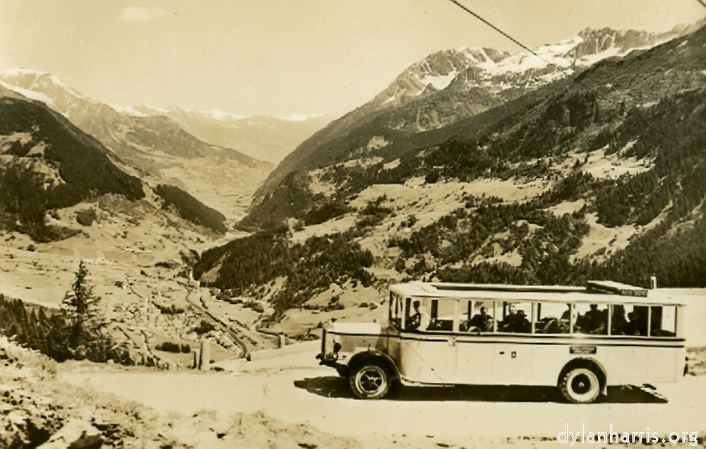 image: Postcard: [[ shewing one of the olden P.T.T buses. ]]