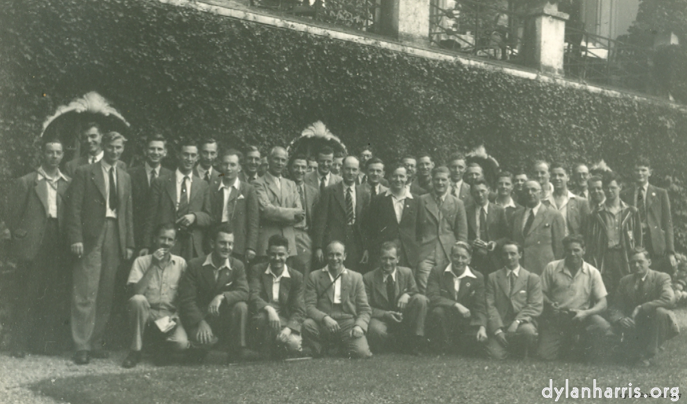 image: The I.E.E. Party & Guides. At the Employees Clubhouse of Brown Baveri Co. Ltd. Baden 17 August 1948.