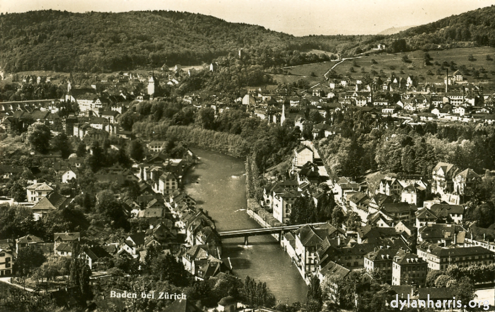 image: Postcard: Baden bei Z&uuml;rich [[ Baden and the river Lummat. ]]