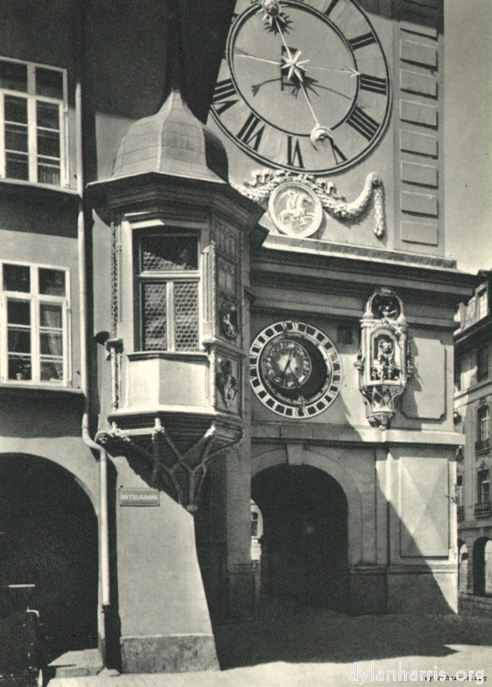 image: Postcard [[ The Famous Clock Tower of Bern and the Zaehunger Fountain. ]]
