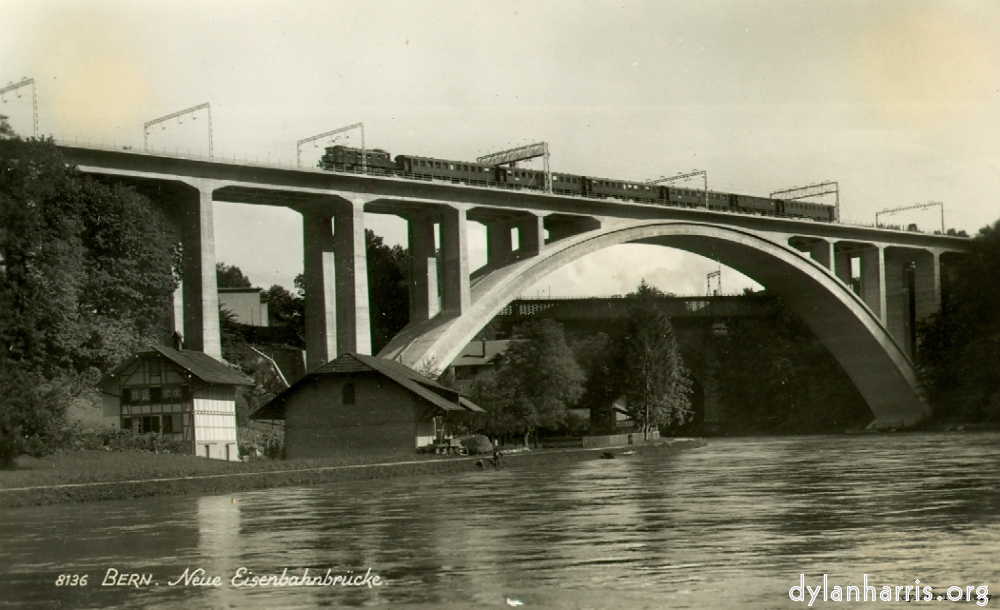 image: Postcard: 8136 Bern. Neue Eisenbahnbr&uuml;cke. [[ The New Railway Bridge across the Aare at Bern. ]]