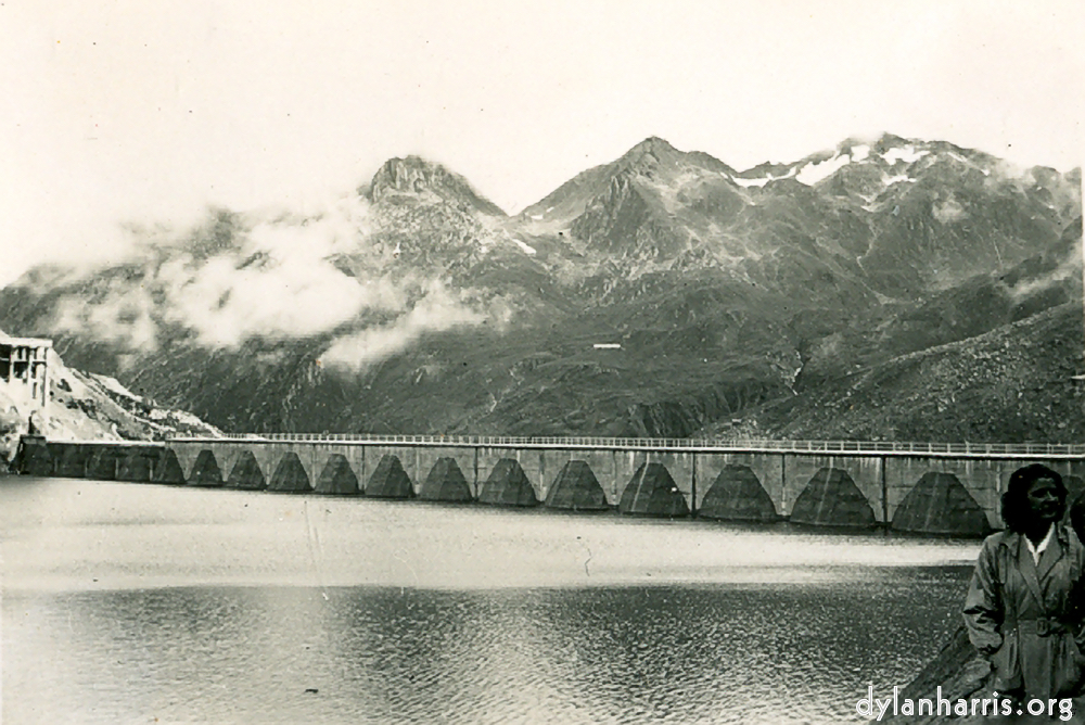 image: Lucendro Storage Lake, 6900ft, St. Gotthard Pass. Capacity 25 million tons of water. Used for generation in wintertime.
