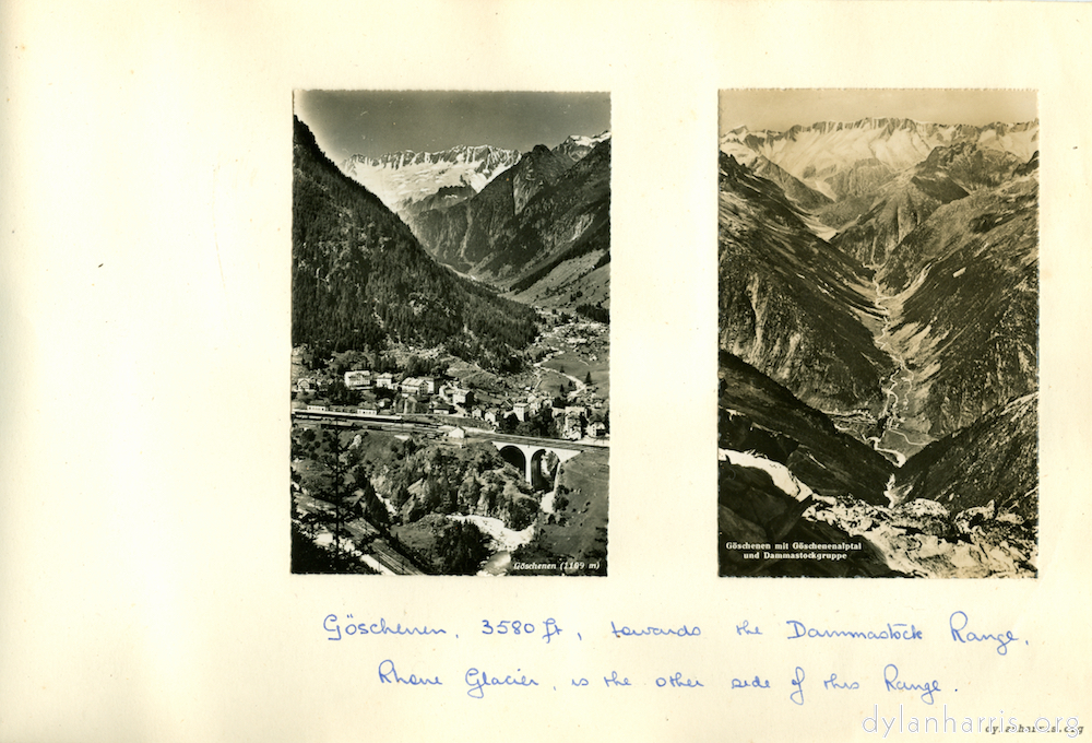 image: G&ouml;schenen, 3580ft, towards the Dammastock Range. Rhone Glacier is on the other side of the Range.