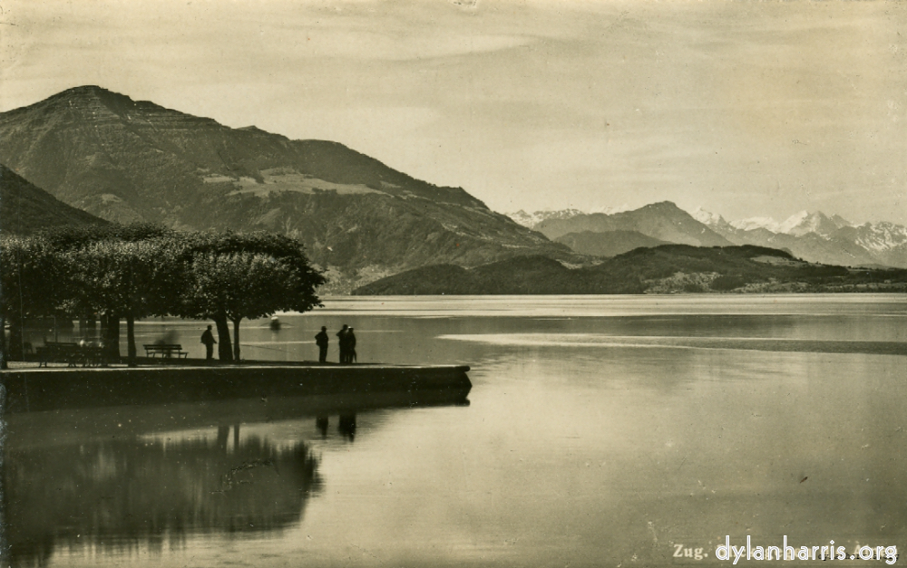image: Postcard: Zug. Blick gegen die Alpen [[ Zug, Lake Zug and the Alps. ]]